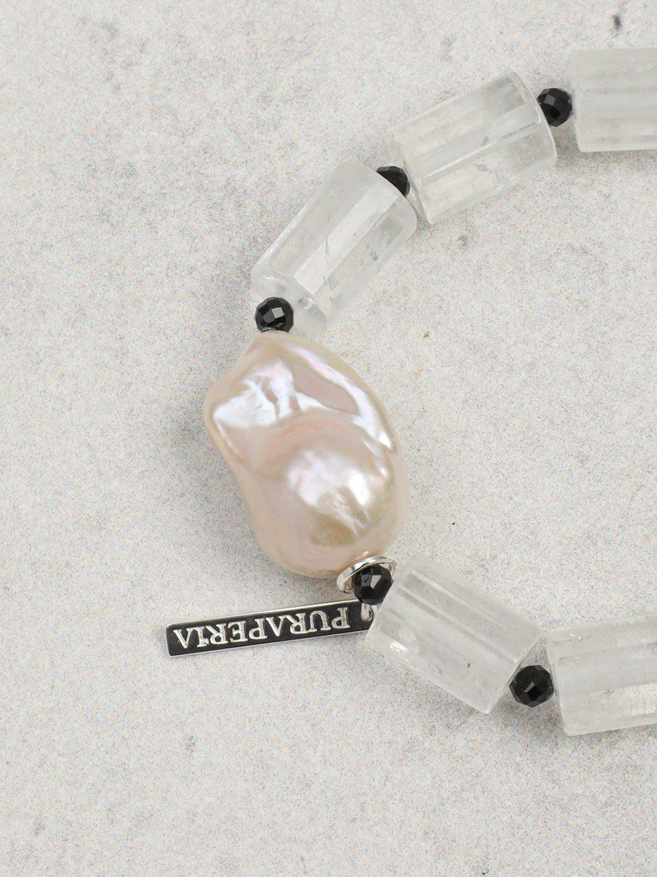 LUNAR COLUMN Quartz & Baroque Pearl Bracelet — SITU mineral jewelry detail