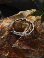 AMBER ROCK TRACE Moonstone & Pearl Triple-Wrap Bracelet — SITU mineral jewelry detail