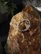 AMBER ROCK TRACE Moonstone & Pearl Triple-Wrap Bracelet — SITU mineral jewelry detail