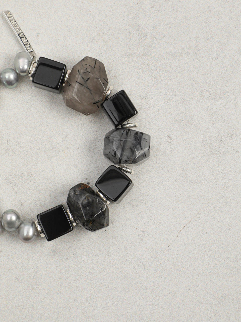 INK STRUCTURE Rutilated Quartz & Agate Bracelet — SITU mineral jewelry detail