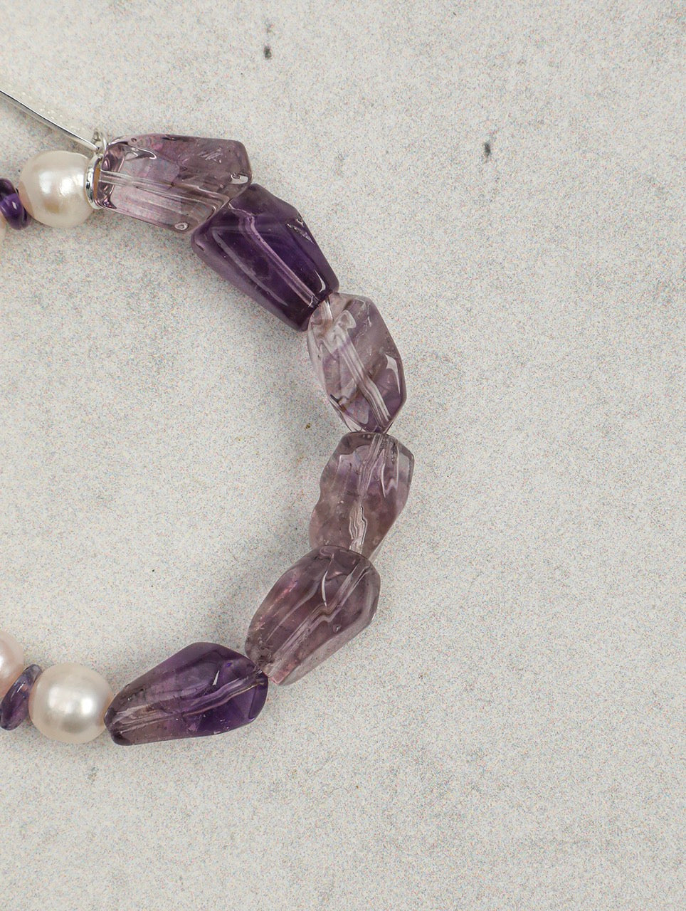 VIOLET DUST Amethyst & Pearl Bracelet — SITU mineral jewelry detail