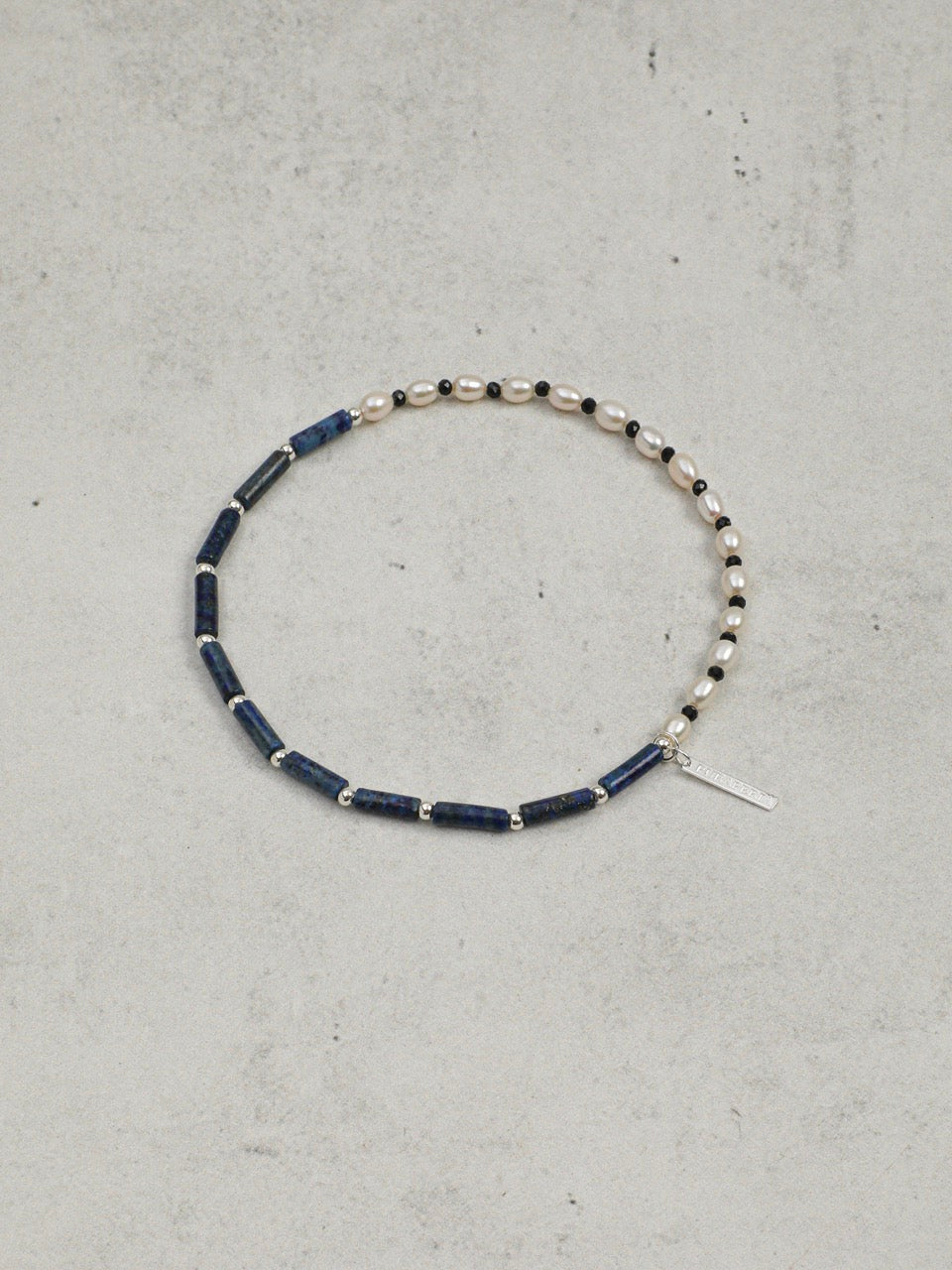DEEP SURGE Lapis & Pearl Double-Wrap Bracelet — SITU mineral jewelry detail
