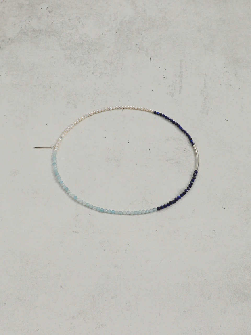 CYAN ECHO Aquamarine & Lapis Triple-Wrap Bracelet — SITU mineral jewelry detail