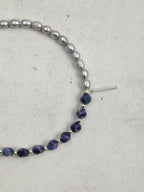 GREY RIPPLE Sodalite & Pearl Double-Wrap Bracelet — SITU mineral jewelry detail