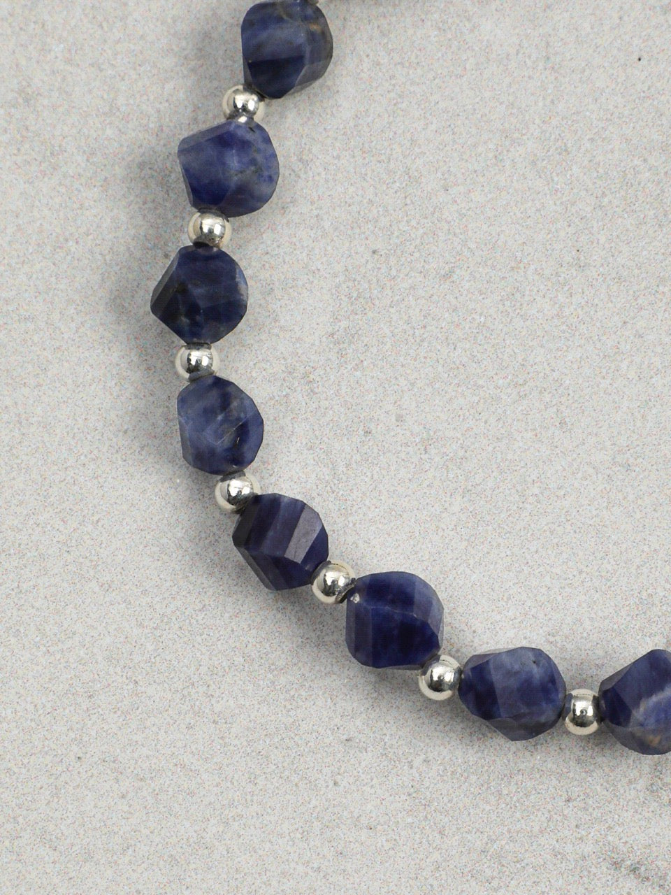 GREY RIPPLE Sodalite & Pearl Double-Wrap Bracelet — SITU mineral jewelry detail
