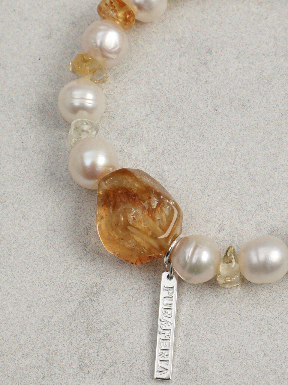 AMBER SCAR Citrine & Pearl Bracelet — SITU mineral jewelry detail