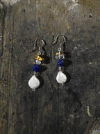 AQUEOUS NEBULA Baroque Pearl & Sodalite Earrings — SITU mineral jewelry detail
