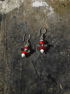 CRIMSON CRAG Red Fragment & Crystal Tooth Earrings — SITU mineral jewelry detail