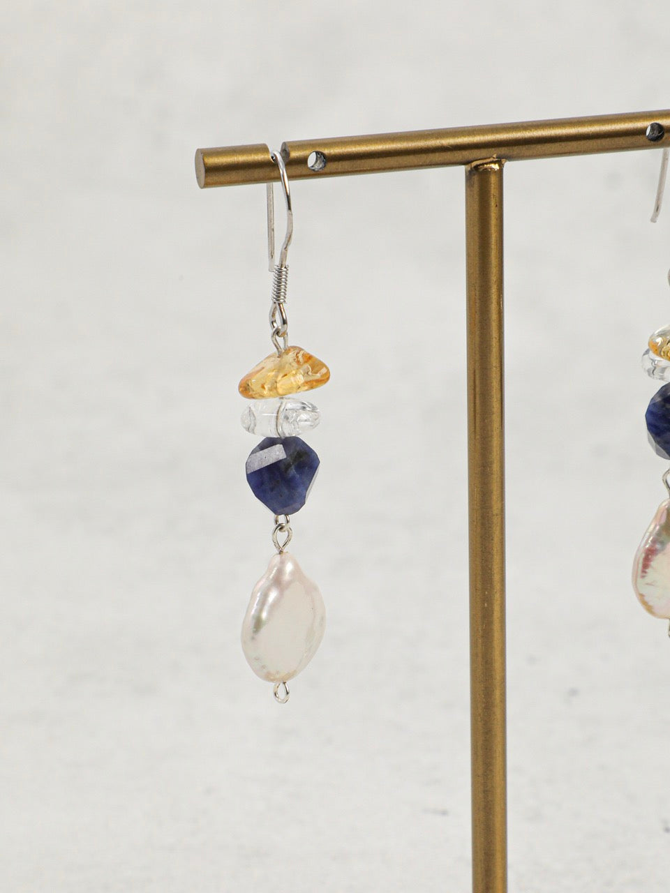 AQUEOUS NEBULA Baroque Pearl & Sodalite Earrings — SITU mineral jewelry detail