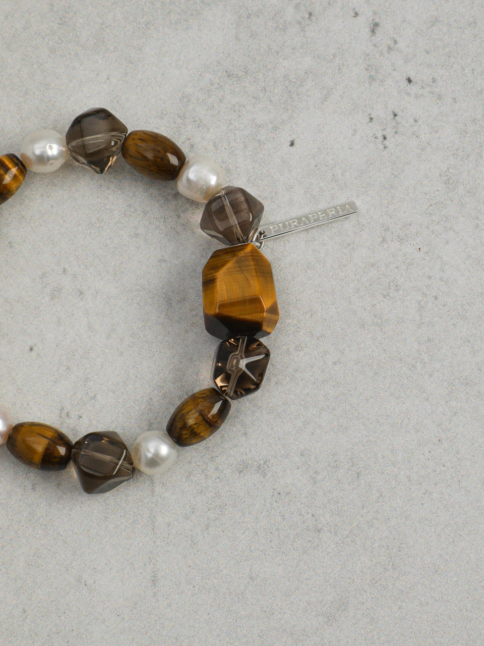 AMBER VEIN Smoky Quartz & Tiger's Eye Bracelet — SITU mineral jewelry detail