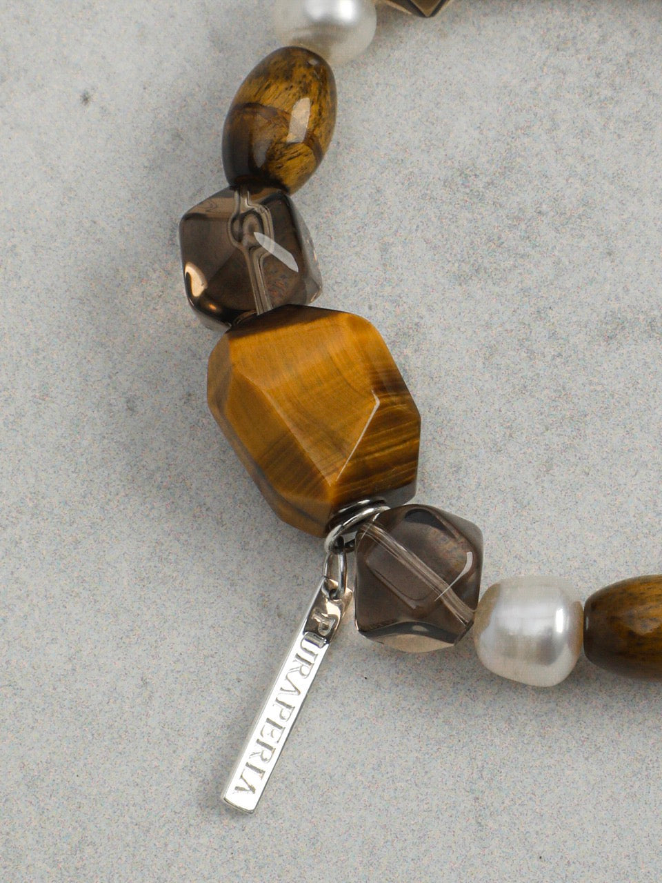 AMBER VEIN Smoky Quartz & Tiger's Eye Bracelet — SITU mineral jewelry detail