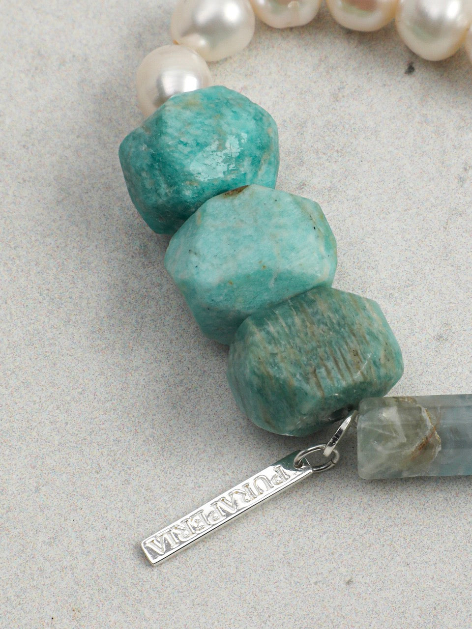 AZURE SURGE Amazonite & Moonstone Bracelet — SITU mineral jewelry detail