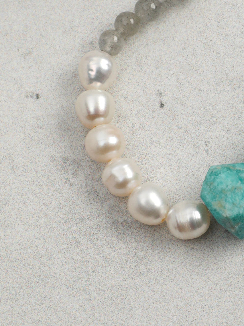 AZURE SURGE Amazonite & Moonstone Bracelet — SITU mineral jewelry detail