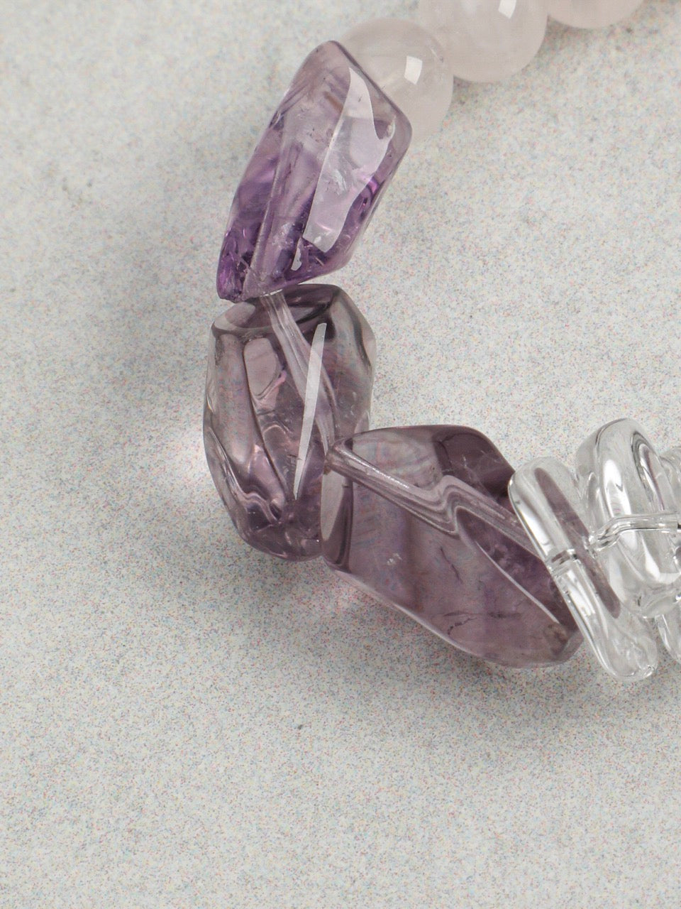 VIOLET FIRE Amethyst & Rose Quartz Bracelet — SITU mineral jewelry detail
