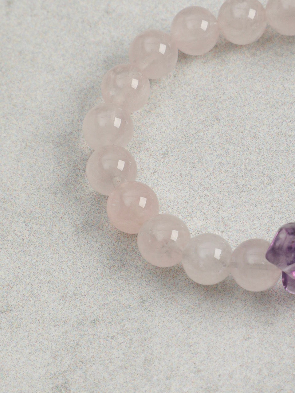 VIOLET FIRE Amethyst & Rose Quartz Bracelet — SITU mineral jewelry detail