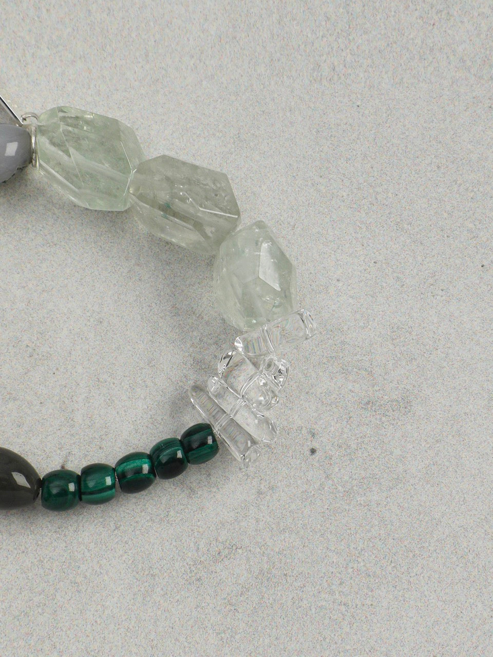 VERDANT TRACE Green Quartz & Malachite Bracelet — SITU mineral jewelry detail