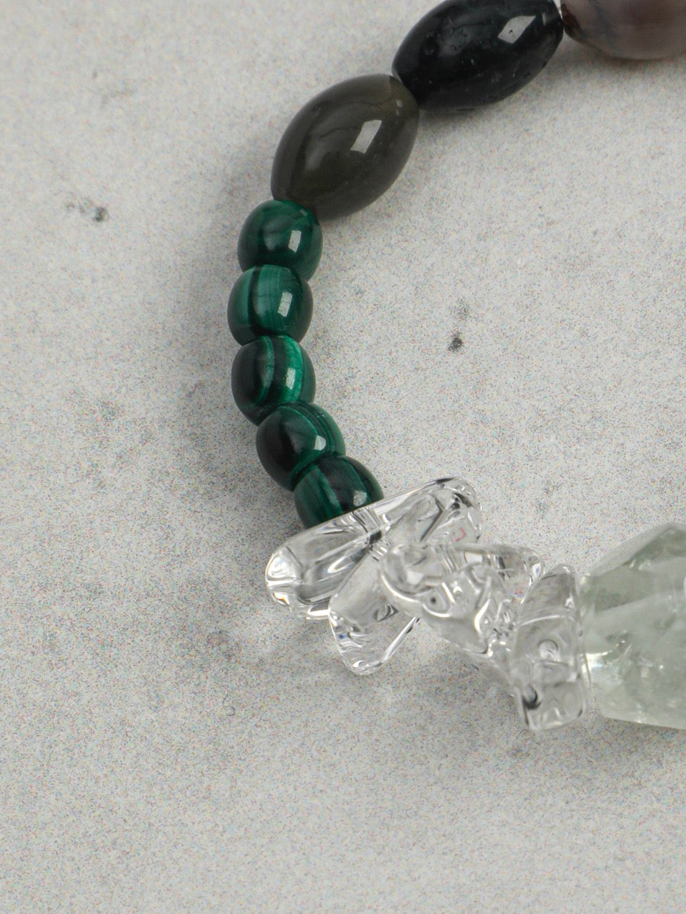 VERDANT TRACE Green Quartz & Malachite Bracelet — SITU mineral jewelry detail
