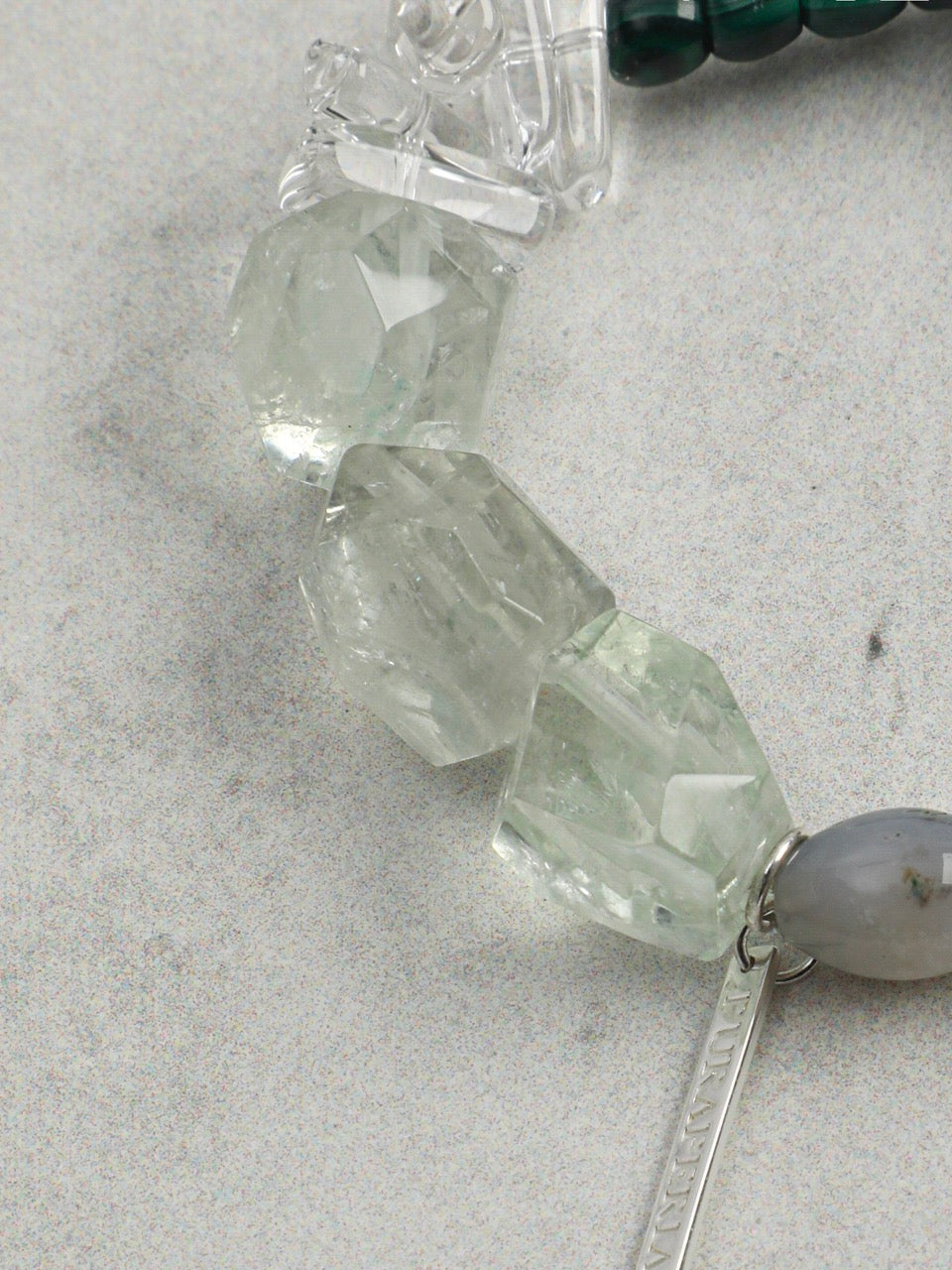 VERDANT TRACE Green Quartz & Malachite Bracelet — SITU mineral jewelry detail