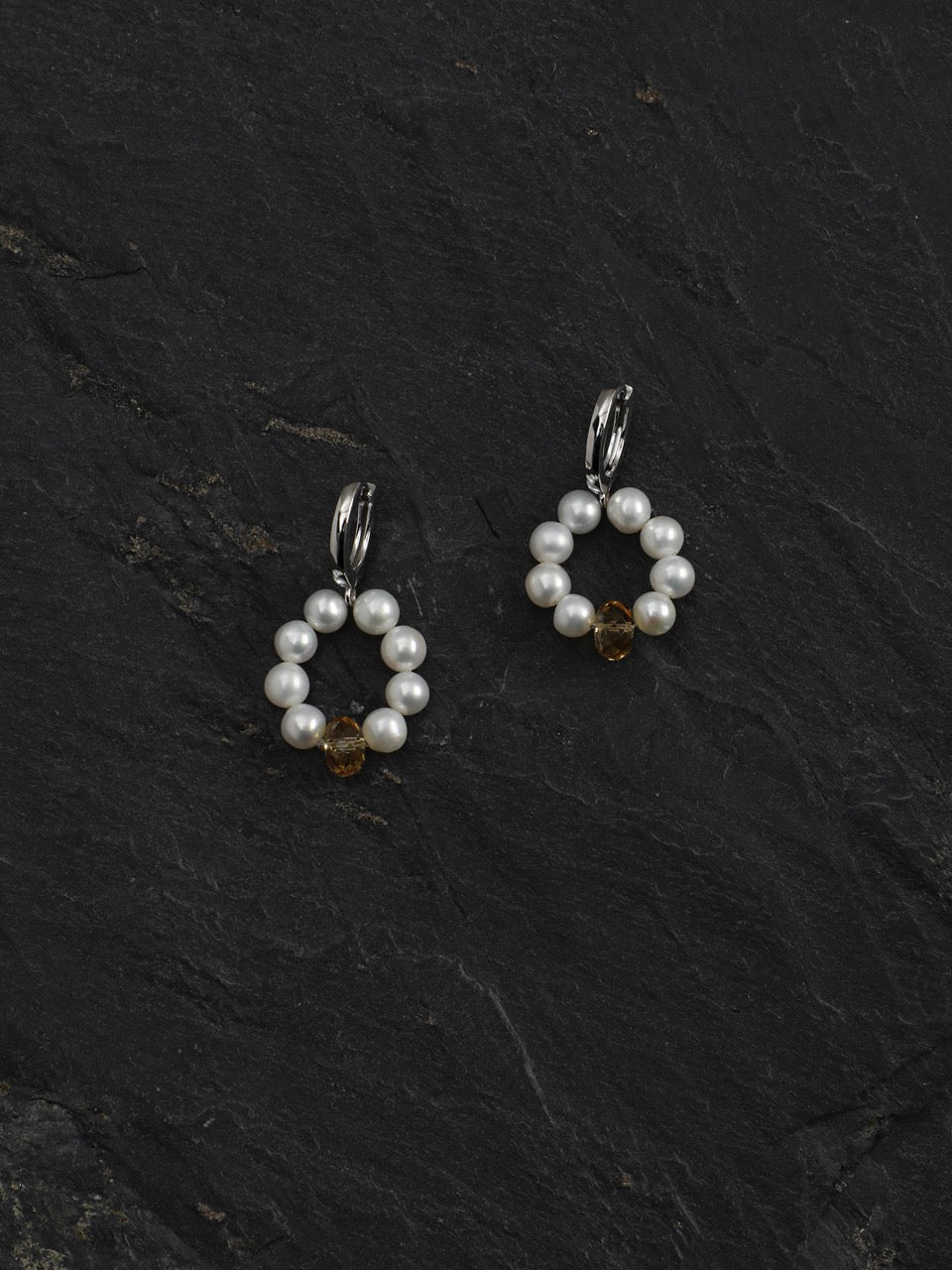 DAWN GLARE Citrine & Pearl Earrings — SITU mineral jewelry detail