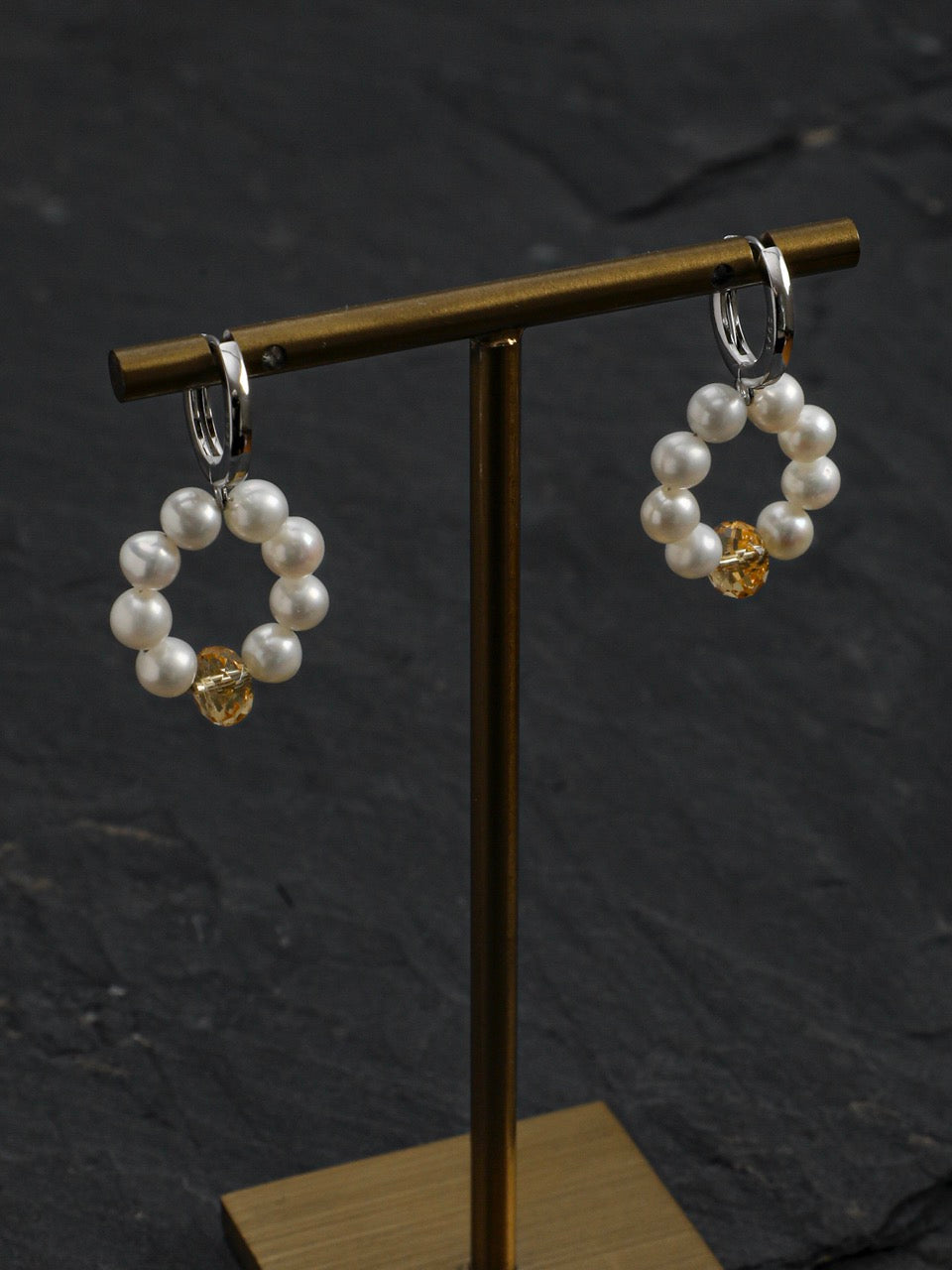 DAWN GLARE Citrine & Pearl Earrings — SITU mineral jewelry detail