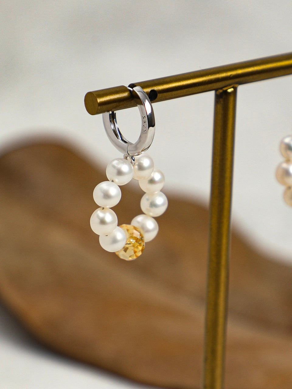 DAWN GLARE Citrine & Pearl Earrings — SITU mineral jewelry detail
