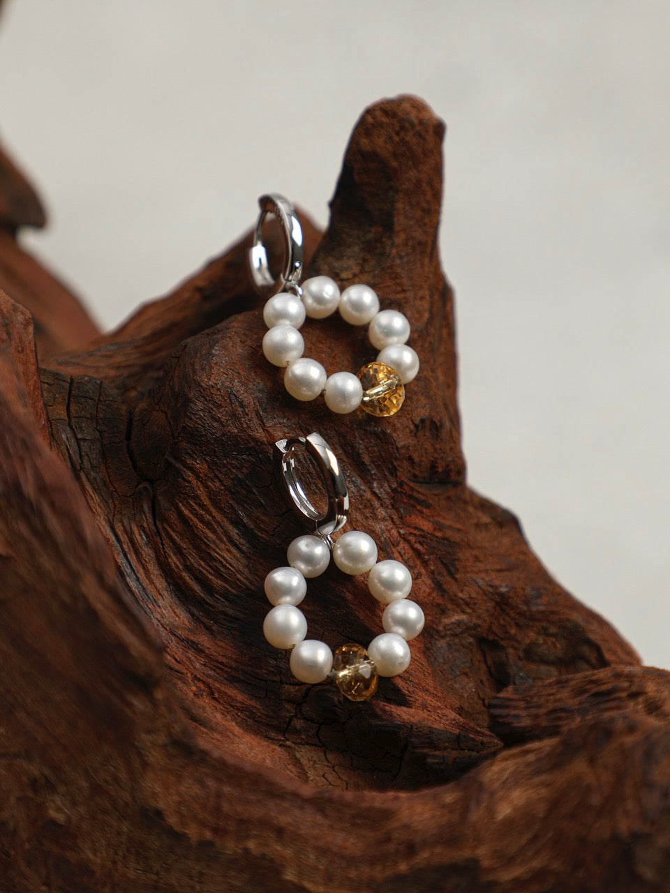 DAWN GLARE · Citrine & Pearl Earrings