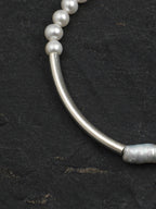 LUNAR CIRCLE Pearl & Silver Tube Bracelet — SITU mineral jewelry detail