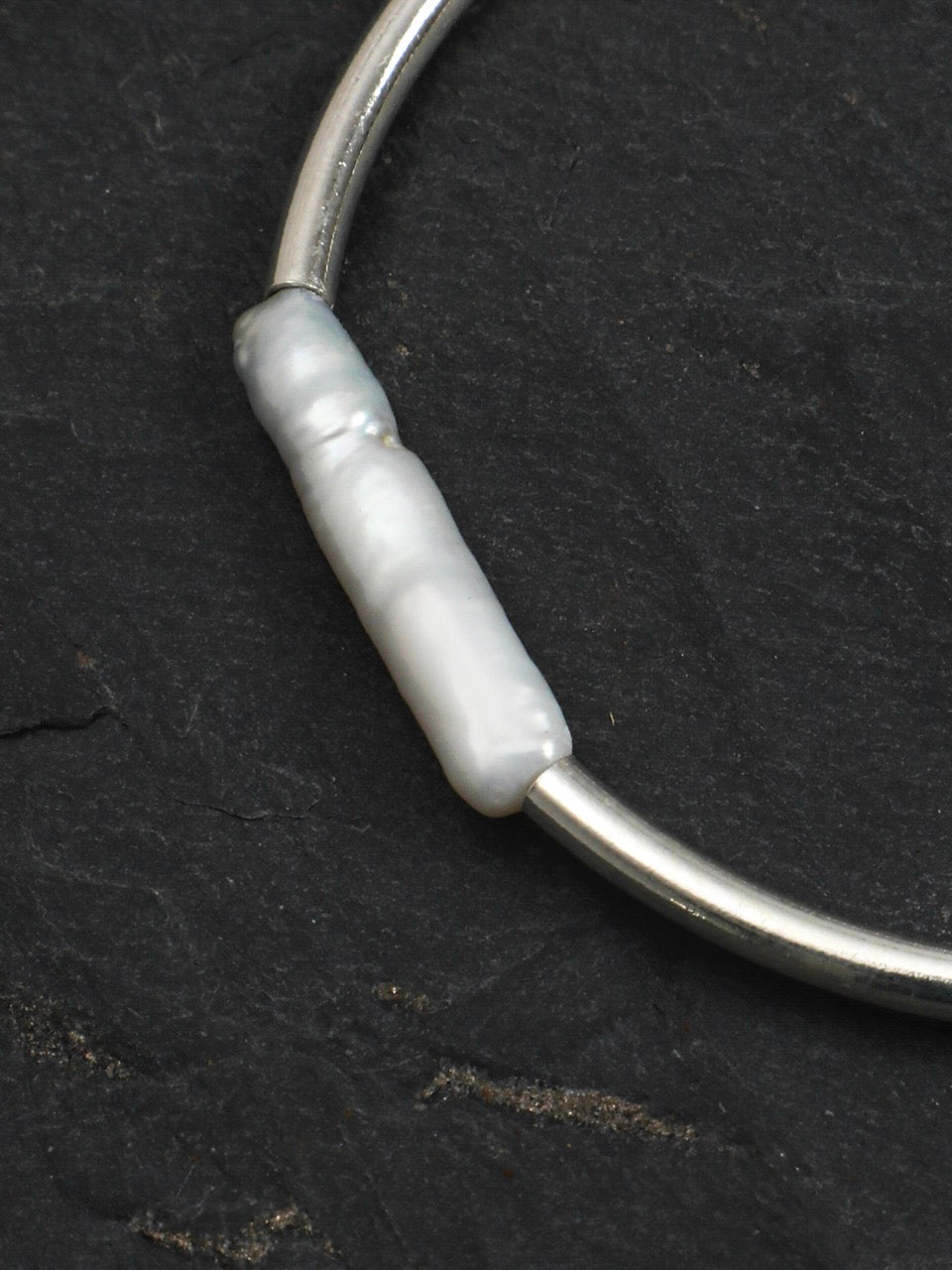 LUNAR CIRCLE Pearl & Silver Tube Bracelet — SITU mineral jewelry detail