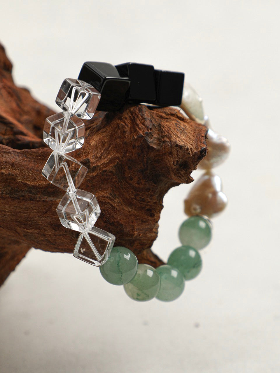 VERDANT CORE Onyx & Aventurine Bracelet — SITU mineral jewelry detail