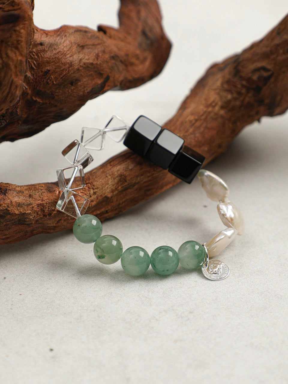 VERDANT CORE Onyx & Aventurine Bracelet — SITU mineral jewelry detail