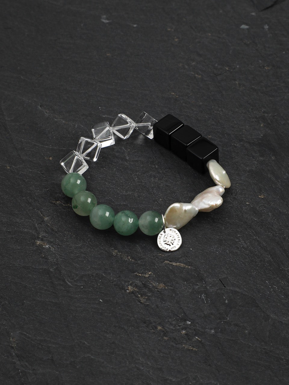 VERDANT CORE Onyx & Aventurine Bracelet — SITU mineral jewelry detail