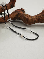 INKED LUSTER Clear Quartz & Tourmaline Long Necklace — SITU mineral jewelry detail