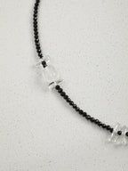 INKED LUSTER Clear Quartz & Tourmaline Long Necklace — SITU mineral jewelry detail