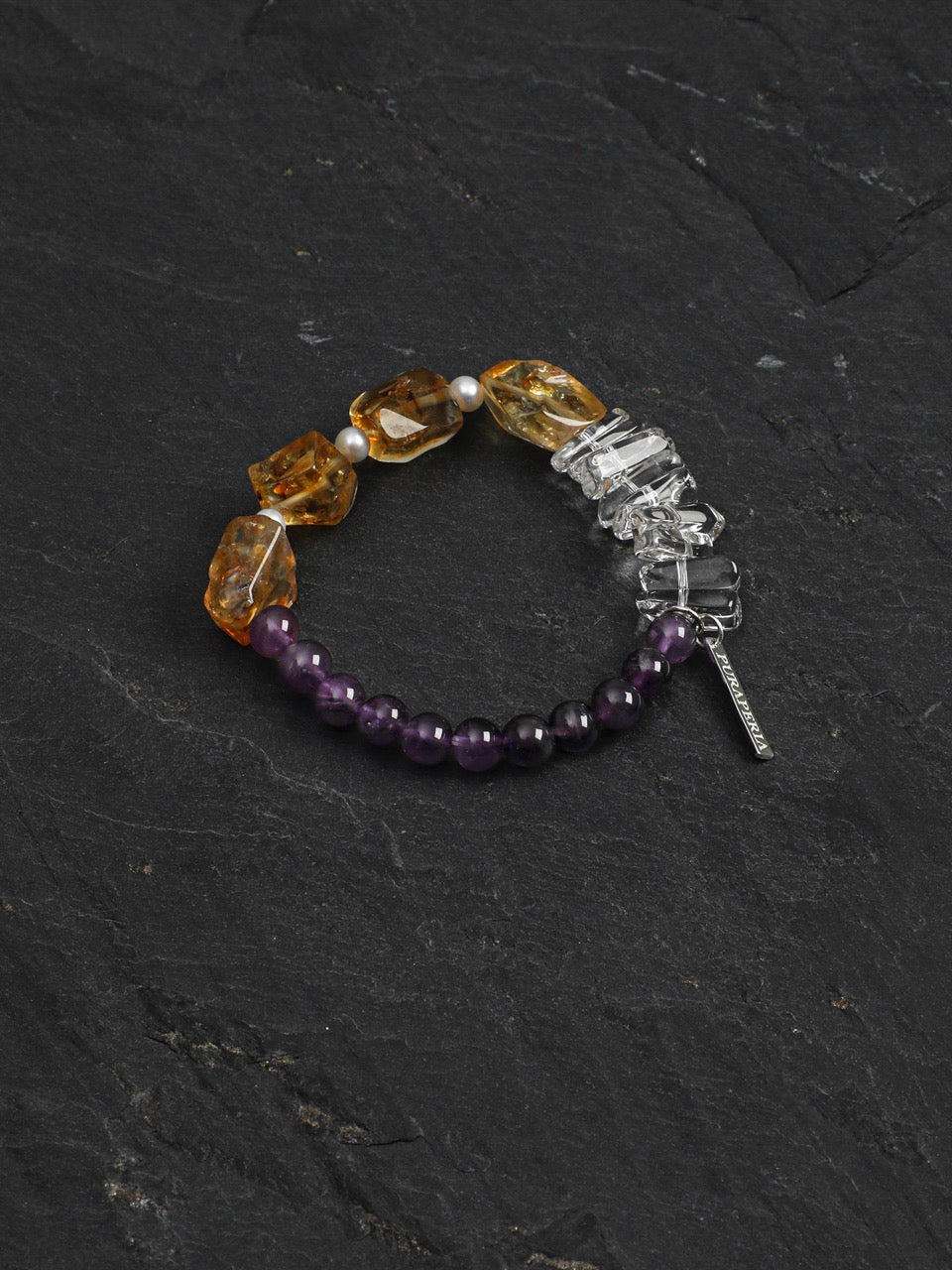 VIOLET GLOW Citrine & Amethyst Bracelet — SITU mineral jewelry detail