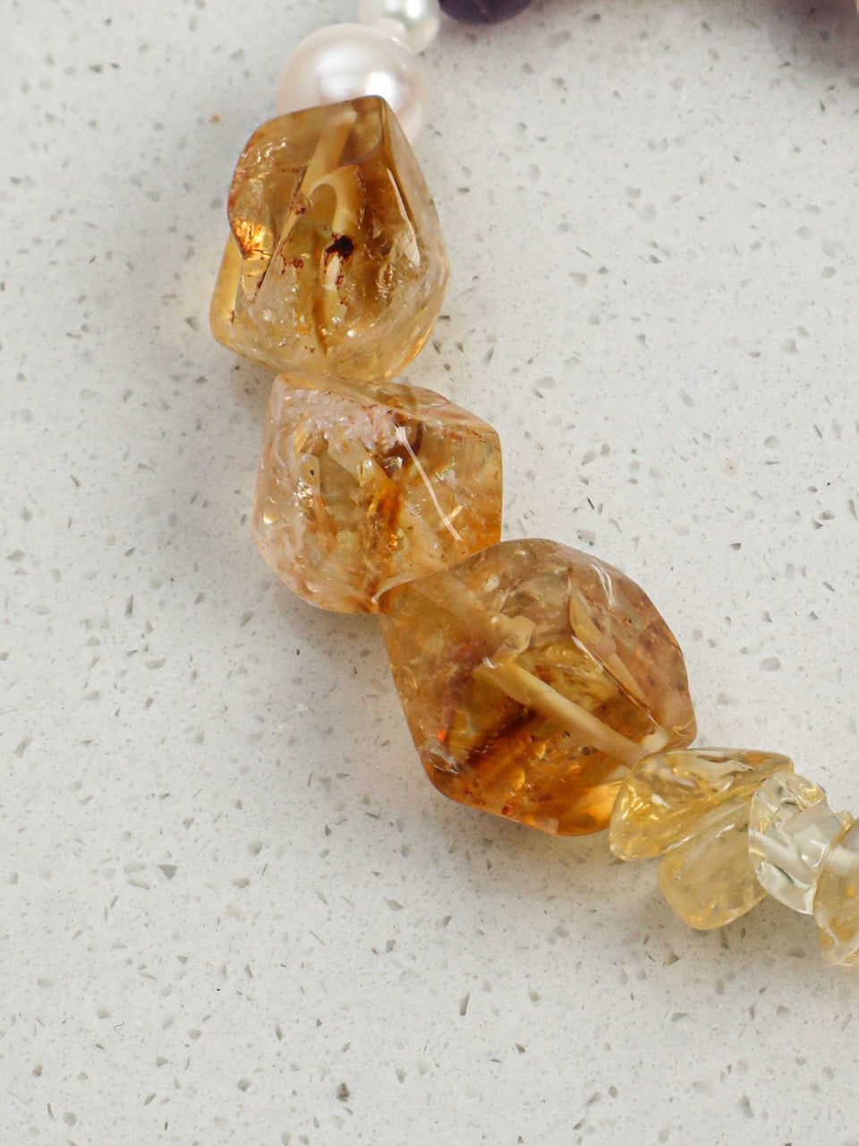 GOLDEN AMARANTH Citrine & Amethyst Bracelet — SITU mineral jewelry detail