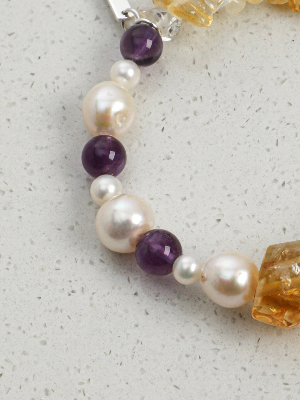 GOLDEN AMARANTH Citrine & Amethyst Bracelet — SITU mineral jewelry detail