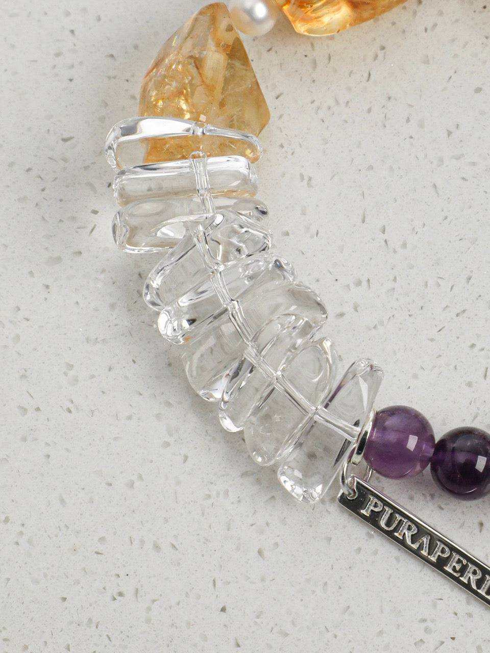 VIOLET GLOW Citrine & Amethyst Bracelet — SITU mineral jewelry detail
