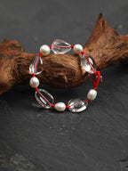 RED LATITUDE Clear Quartz & Pearl Bracelet — SITU mineral jewelry detail