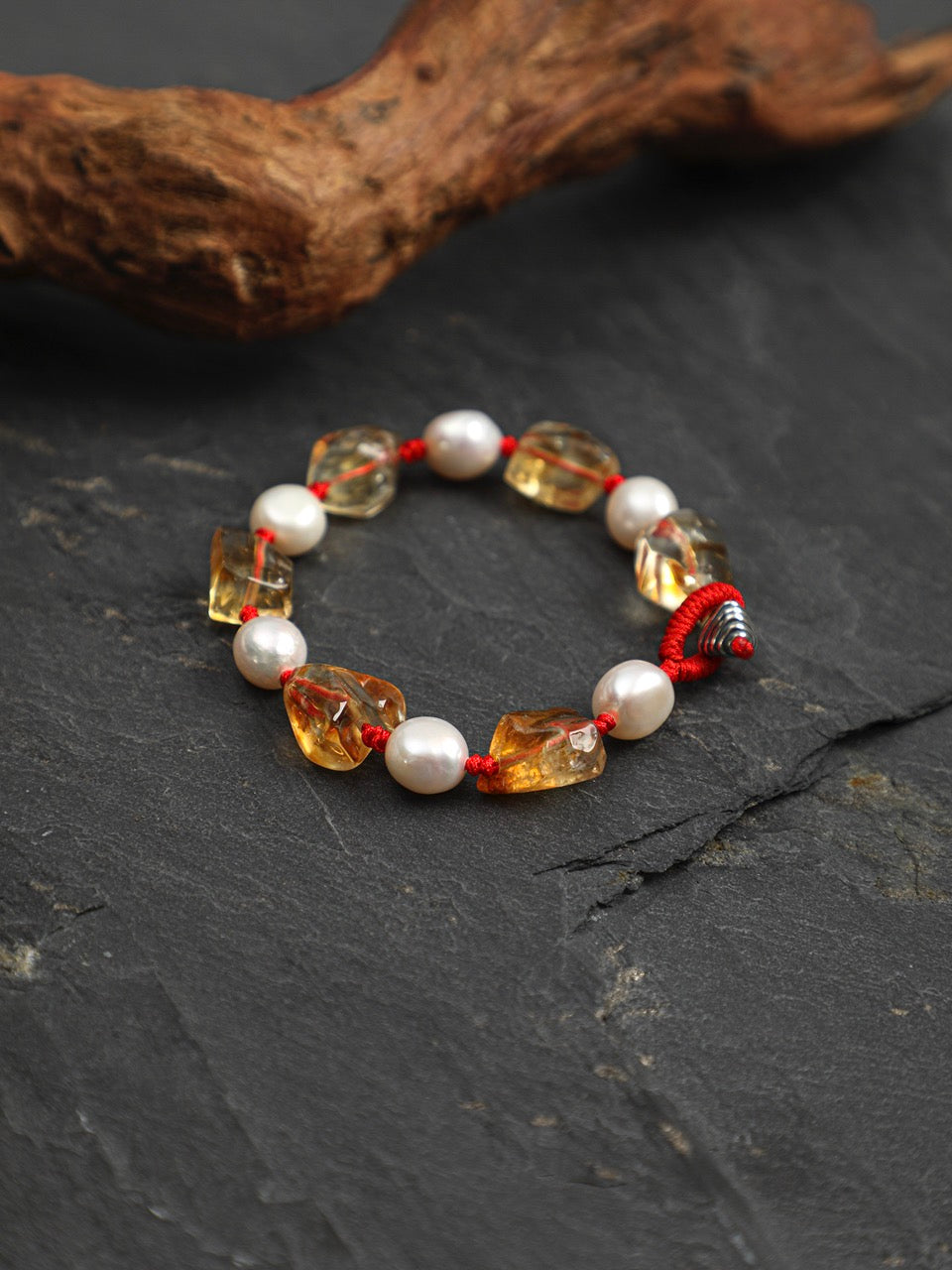 AMBER TETHER Citrine & Pearl Bracelet — SITU mineral jewelry detail