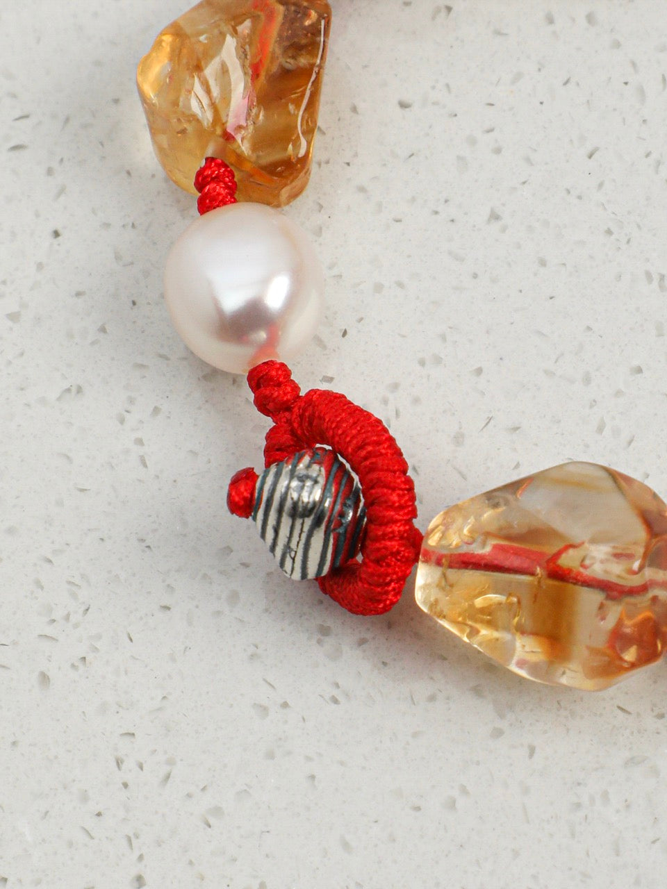 AMBER TETHER Citrine & Pearl Bracelet — SITU mineral jewelry detail