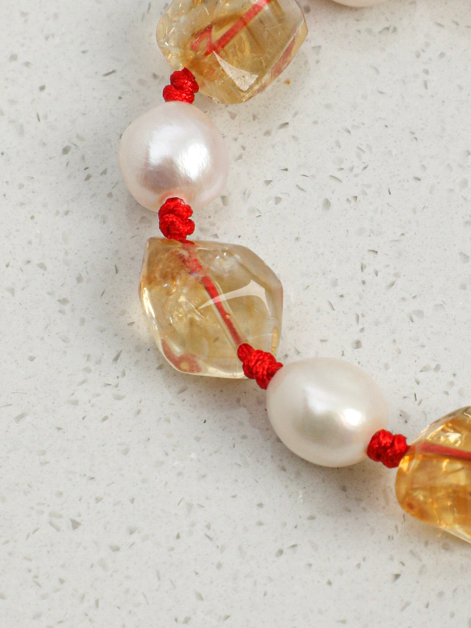 AMBER TETHER Citrine & Pearl Bracelet — SITU mineral jewelry detail