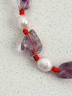 VIOLET RAY Amethyst & Pearl Bracelet — SITU mineral jewelry detail