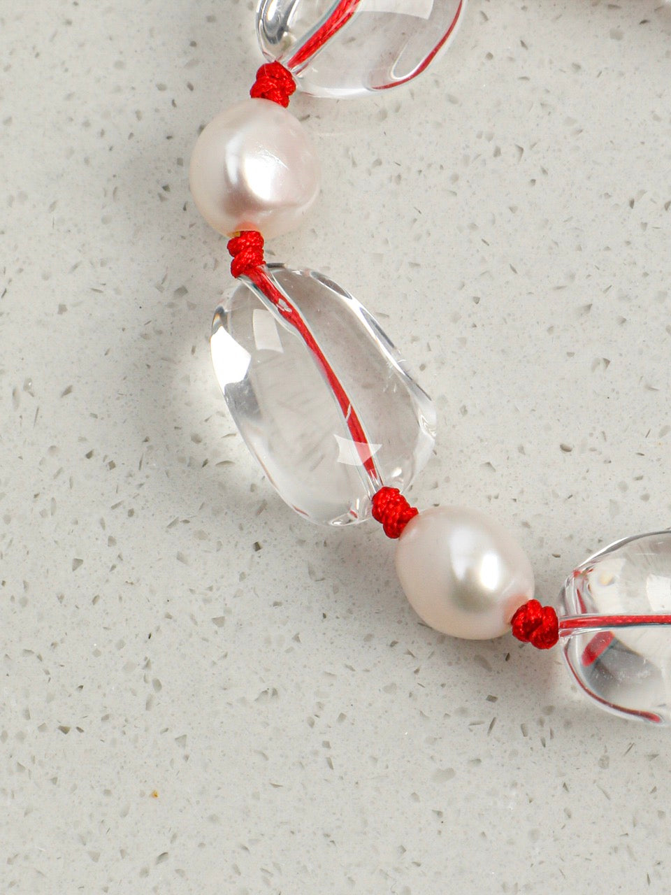 RED LATITUDE Clear Quartz & Pearl Bracelet — SITU mineral jewelry detail