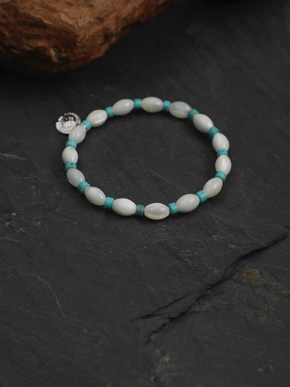 PALE TIDEMARK Shell & Turquoise Bracelet — SITU mineral jewelry detail