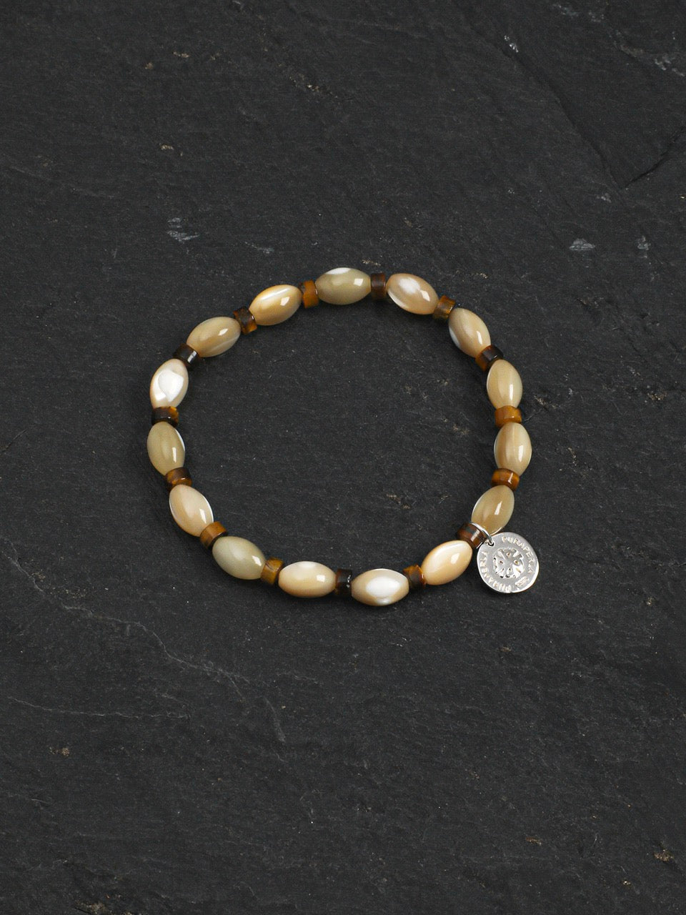 SHELL CORE Trochus Shell & Tiger's Eye Bracelet — SITU mineral jewelry detail