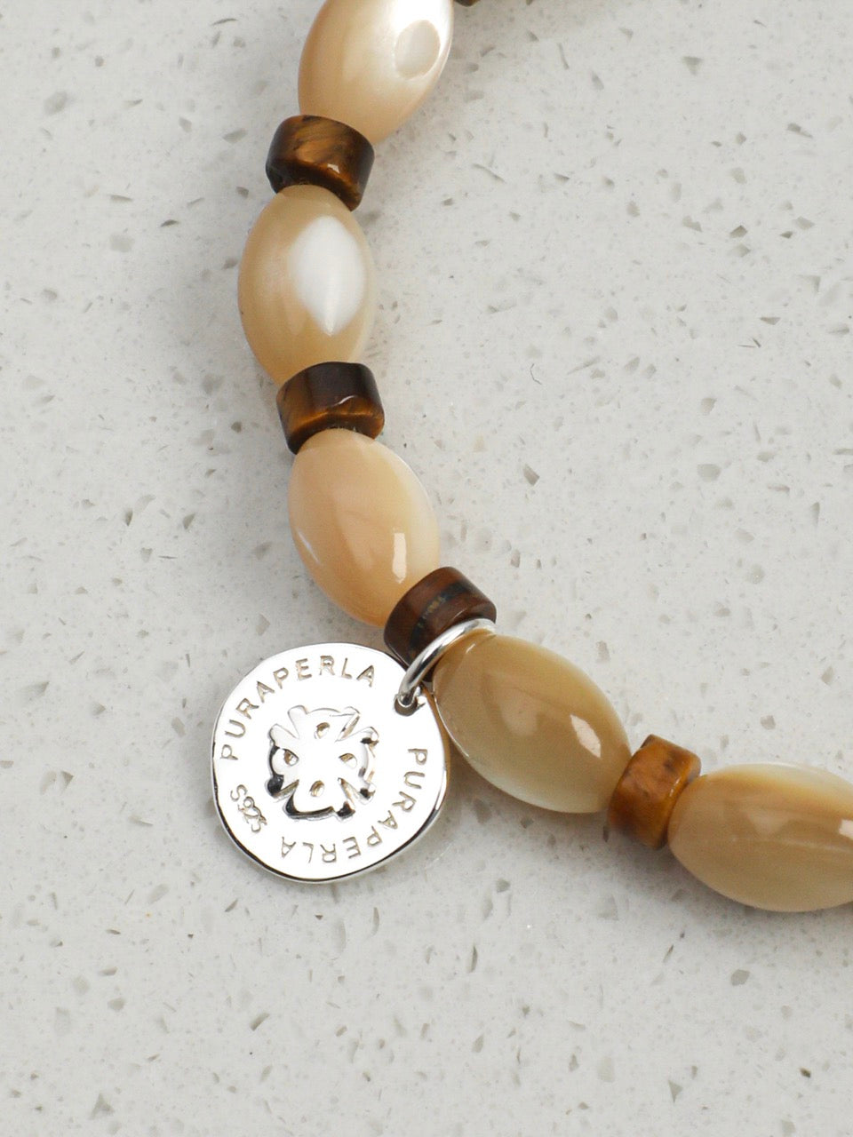SHELL CORE Trochus Shell & Tiger's Eye Bracelet — SITU mineral jewelry detail