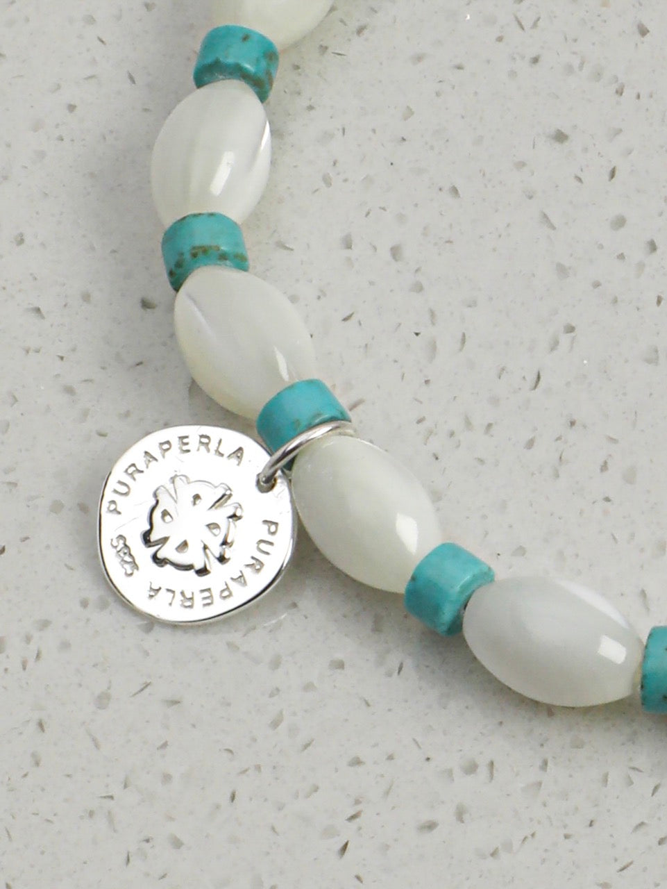 PALE TIDEMARK Shell & Turquoise Bracelet — SITU mineral jewelry detail