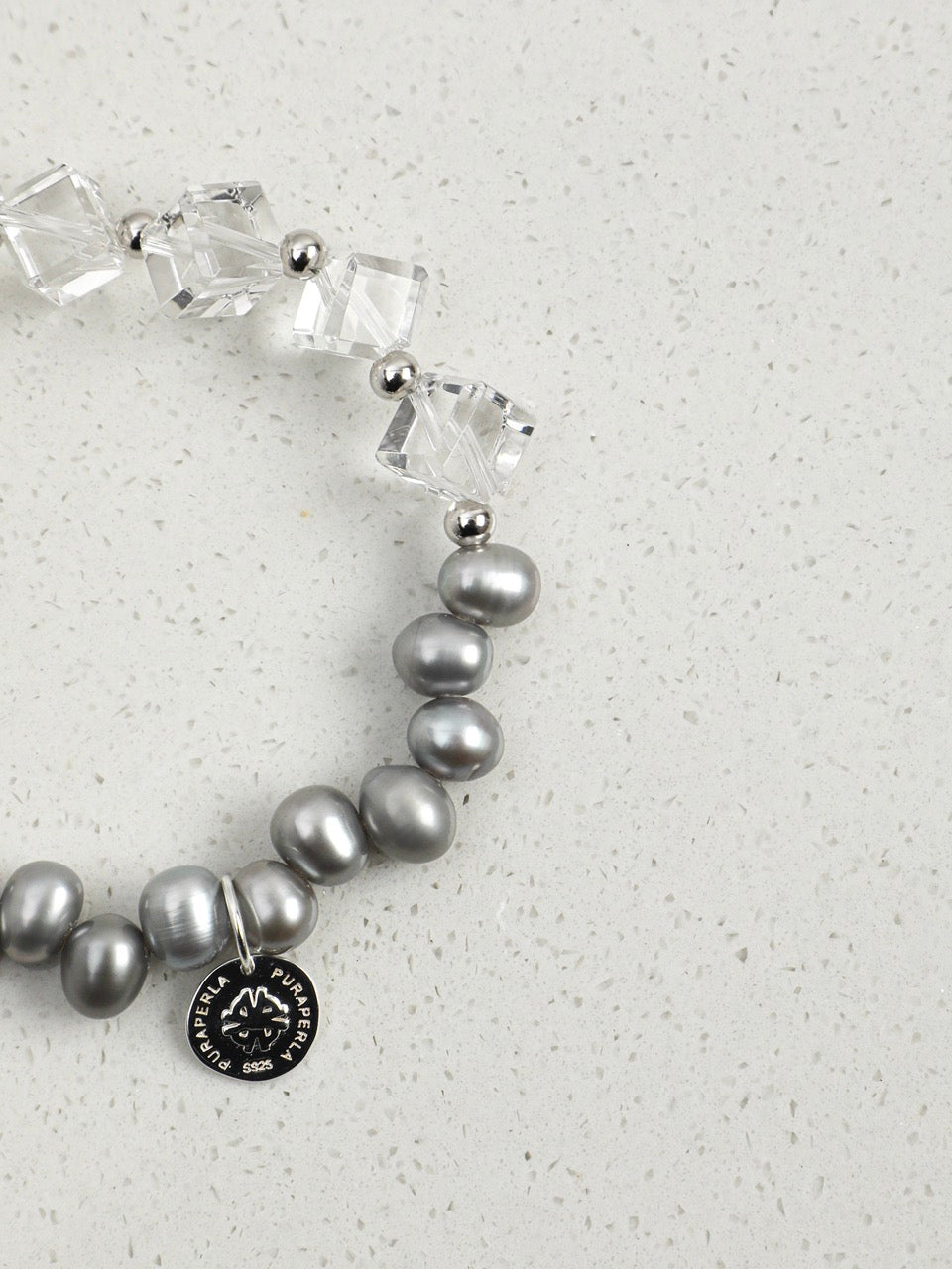 GLAZED PRISM Rhombus Crystal & Shell Bracelet — SITU mineral jewelry detail