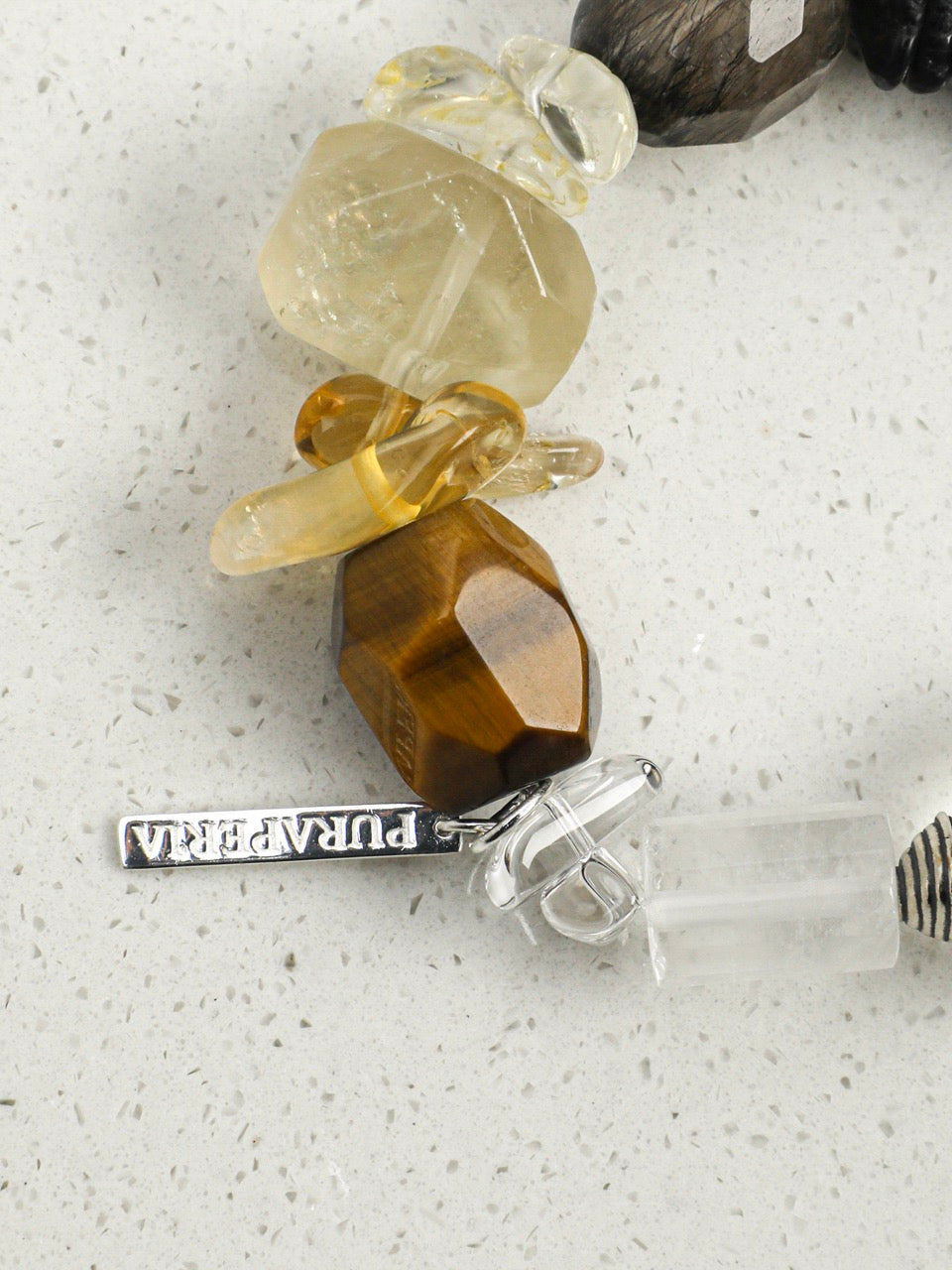 ONYX ROCK Black Onyx & Rutilated Quartz Bracelet — SITU mineral jewelry detail