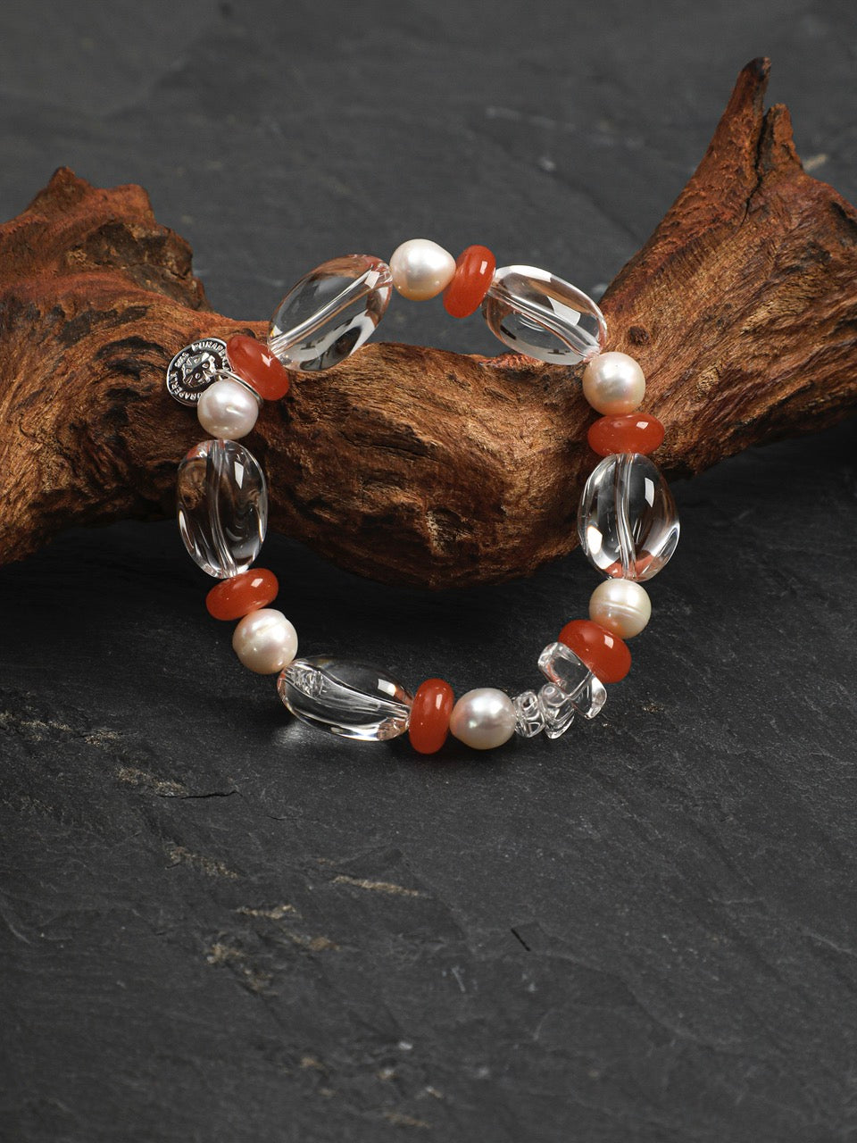 CRIMSON VINE Clear Quartz & Red Agate Bracelet — SITU mineral jewelry detail